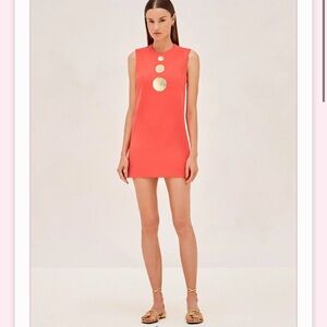 Alexis Red Orange Vango Dress with Gold Details New with Tags